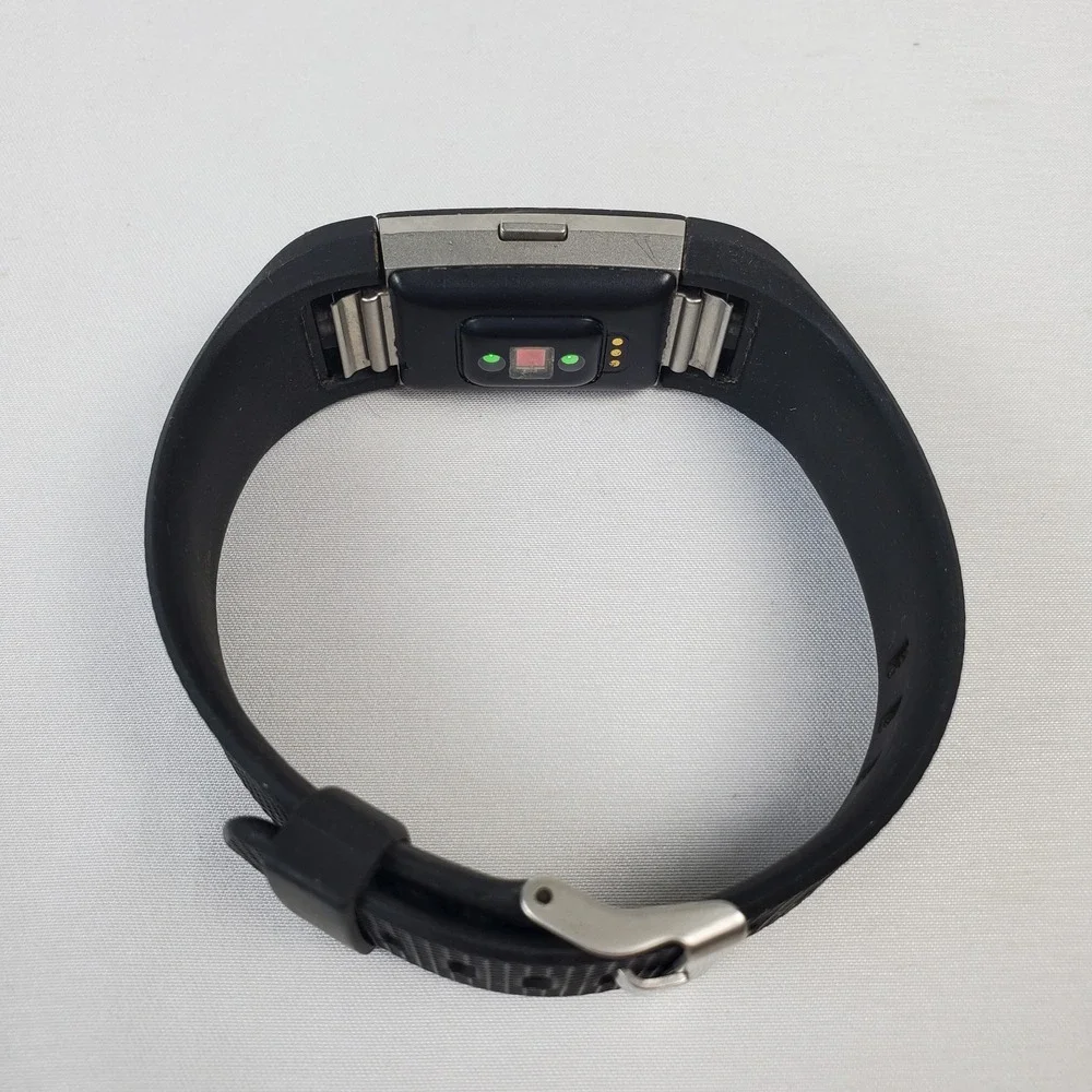 Fitbit Charge 2 Black Band w/ Cable, Extra Band - CRACKED SCREEN FOR PARTS